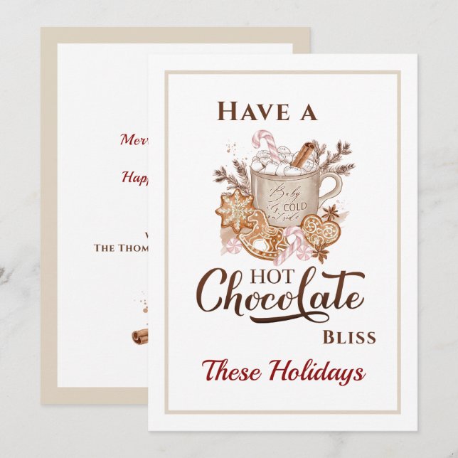 Cookies chocolat chaud Carte de Noël beige moderne (Devant / Derrière)