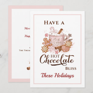 Cookies chocolat chaud Carte de Noël rose moderne
