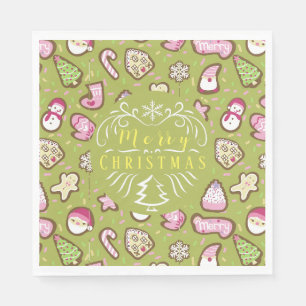 Cookies Christmas Green Napkin