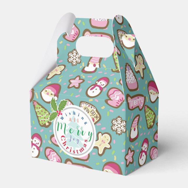 Cookies Christmas Turquoise Favour Box (Front Side)