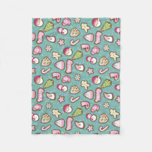 Cookies Christmas Turquoise Fleece Blanket