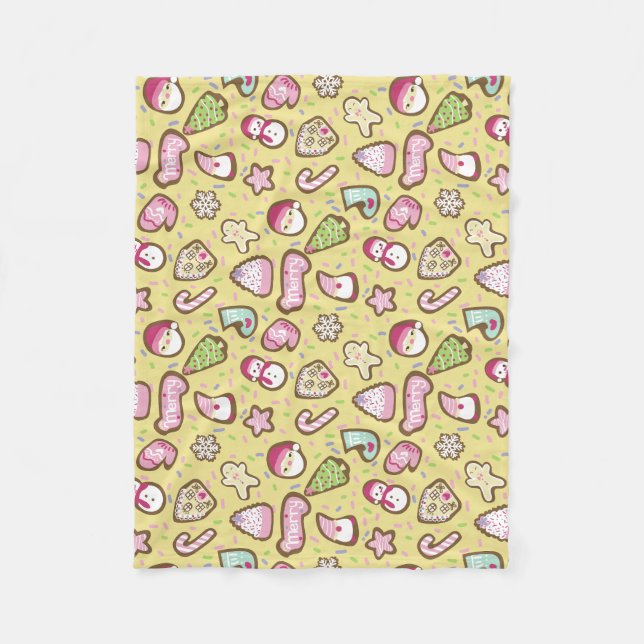 Cookies Christmas Yellow Fleece Blanket (Front)