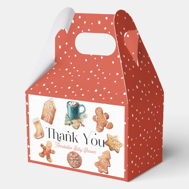 Cookies & Cocoa Christmas Holiday Baby Shower Favor Box (Front)