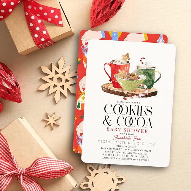 Cookies & Cocoa Christmas Holiday Baby Shower Invitation (Creator Uploaded)