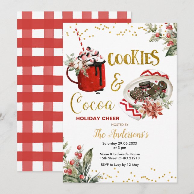 Cookies & Cocoa Holiday Cheer Party Invitation (Front/Back)