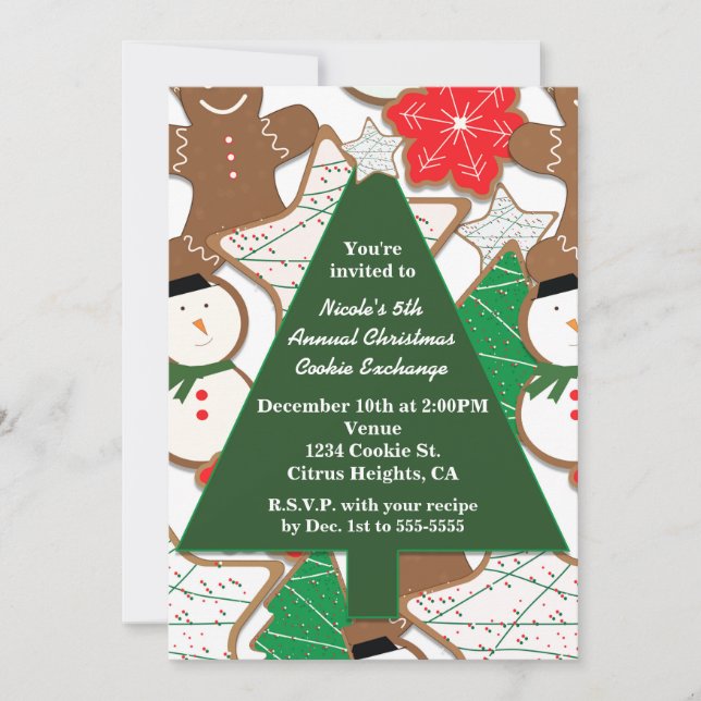 Cookies de Noël & Arbre Fête de Noël Invitations (Devant)
