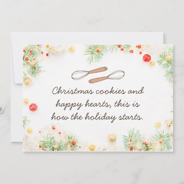 Cookies de Noël et Coeurs heureux Carte de Noël (Devant)