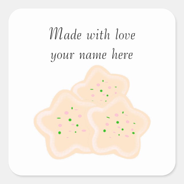 Cookies de Noël étoile Sticker Carré personnalisé (Devant)