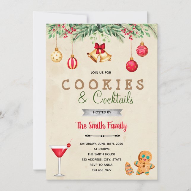 Cookies de vacances et invitation à cocktails (Devant)