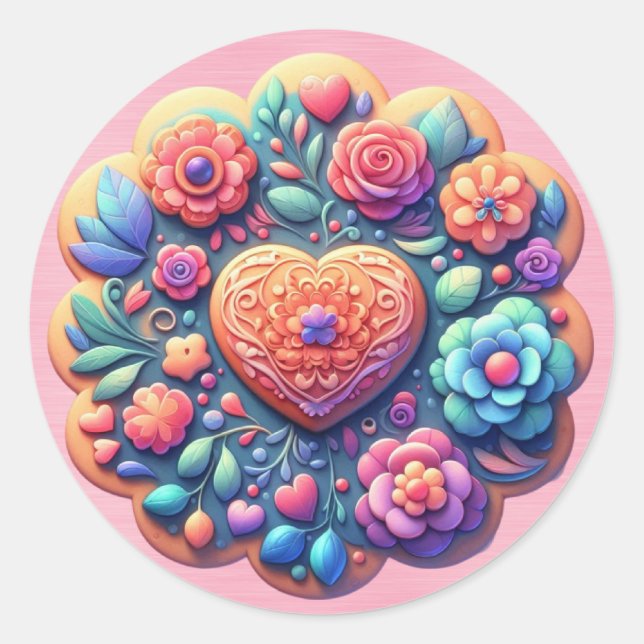 Cookies Decorated As Flowers Classic Round Sticker (Front)