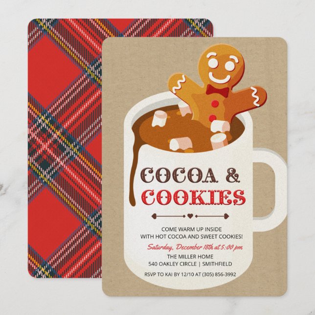 Cookies et cacao Gingerbread Homme Invitation (Devant / Derrière)