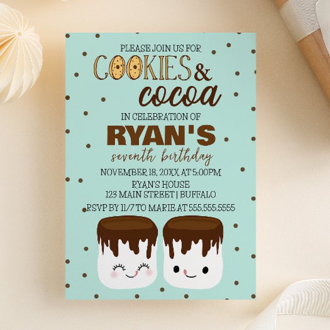 Cookies et cacao Kawaii Invitation d'anniversaire (Créateur téléchargé)