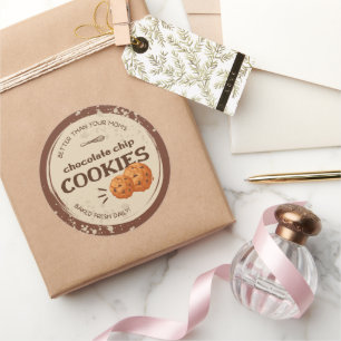 Cookies Étiquette Sticker Cercle en Rustique Brown