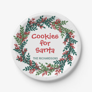 Cookies for Santa Christmas Wreath Paper Plate