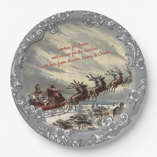 Cookies for Santa 🎅(customizable) Paper Plate (Front)