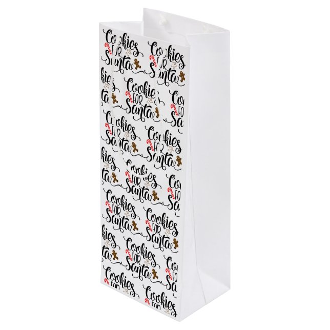 Cookies for Santa Fun Christmas Wine Gift Bag (Back Angled)