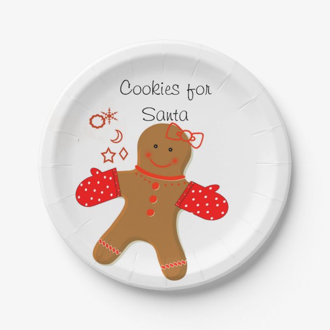 Cookies for Santa Gingerbread Baker Paper Plate (Front)