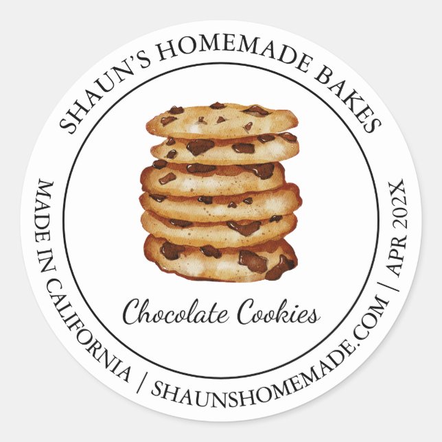 Cookies frais Chocolat Cuisine étiquette moderne (Devant)