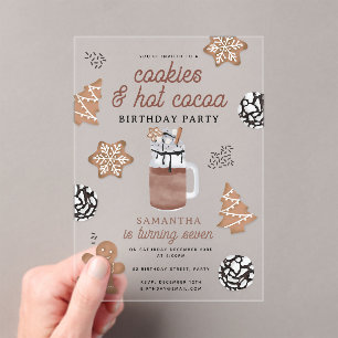 Cookies & Hot Cocoa Chocolate Kids Winter Birthday Acrylic Invitations