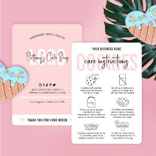 Cookies Instructions de soins Cartes Moderne Blush
