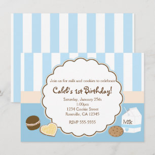 Cookies & Lait Bleu Invitations de fête d'annivers