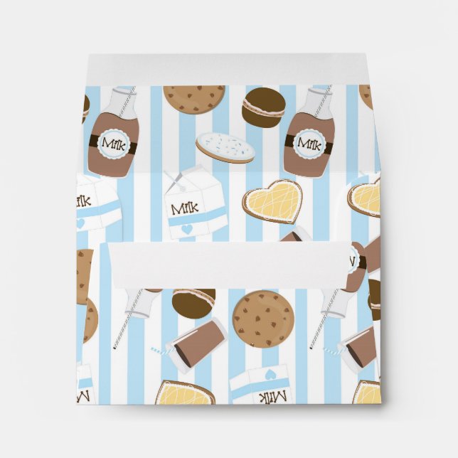 Cookies & Lait Blue Boys Party Enveloppe d'invitat (Dos (Bas))