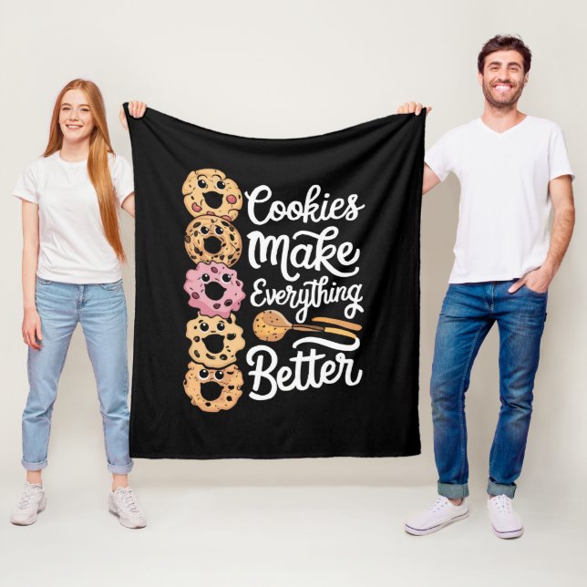 Cookies Make Everything Better Funny Christmas Fleece Blanket (In Situ)
