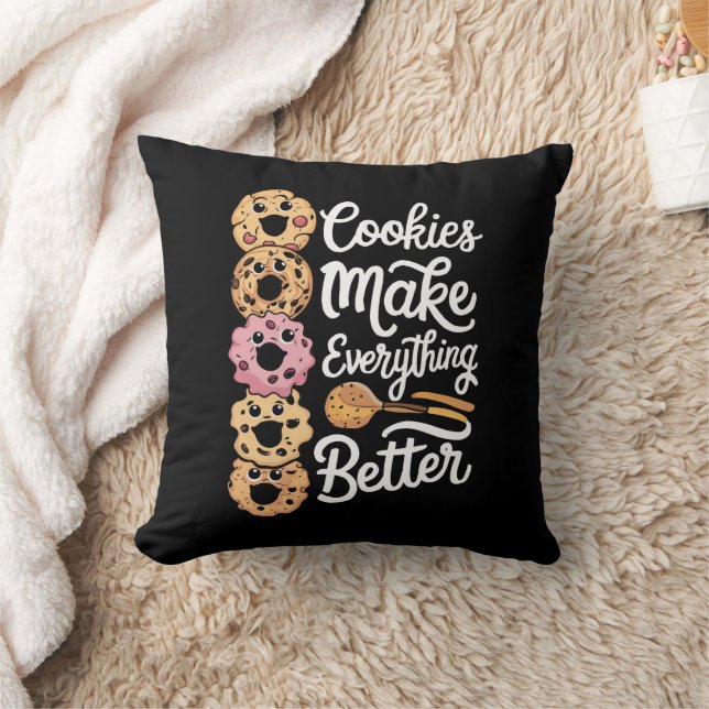 Cookies Make Everything Better Funny Christmas Throw Pillow (Blanket)