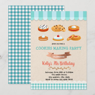 Cookies making birthday party invitation