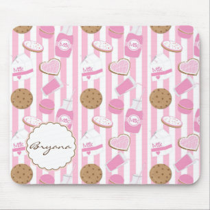 Cookies & Milk Pink Bakery Cute Computer Mouse Pad