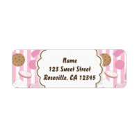 Cookies & Milk Pink Girls Party Address Label