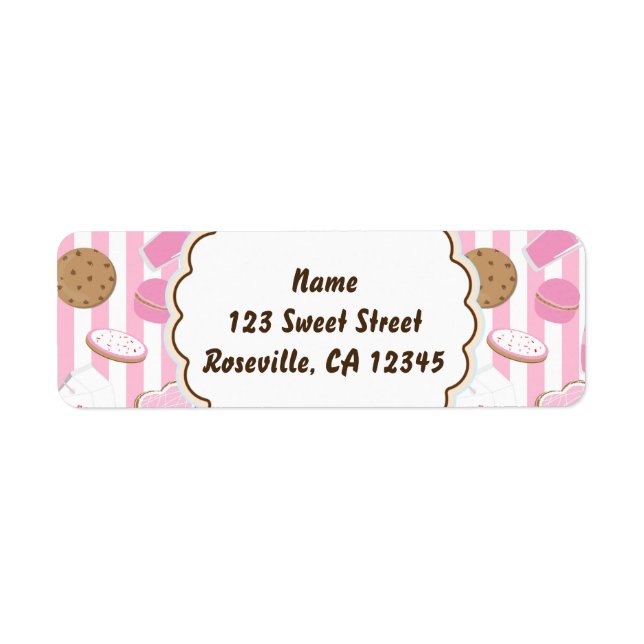 Cookies & Milk Pink Girls Party Address Label (Front)