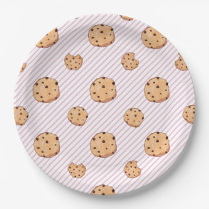 Cookies Pink stripes Birthday Party Paper Plates