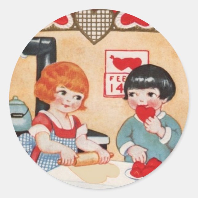 Cookies pour enfants et coeur Autocollant Vintage  (Devant)