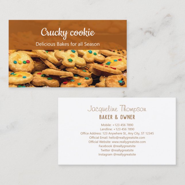 cookies professionnels Carte de visite photo (Devant / Derrière)