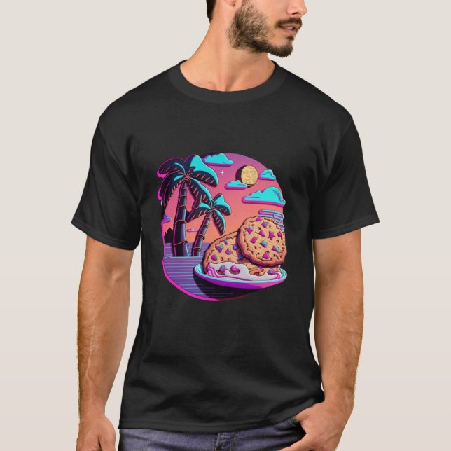 Cookies with Dreamy 80s Retrowave Aesthetic T-Shirt (Front)