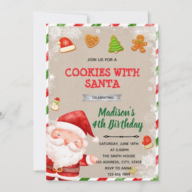 Cookies with Santa party invitation (Front)