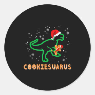 Cookiesaurus Christmas Dinosaur Rex Sugar Cookie Classic Round Sticker