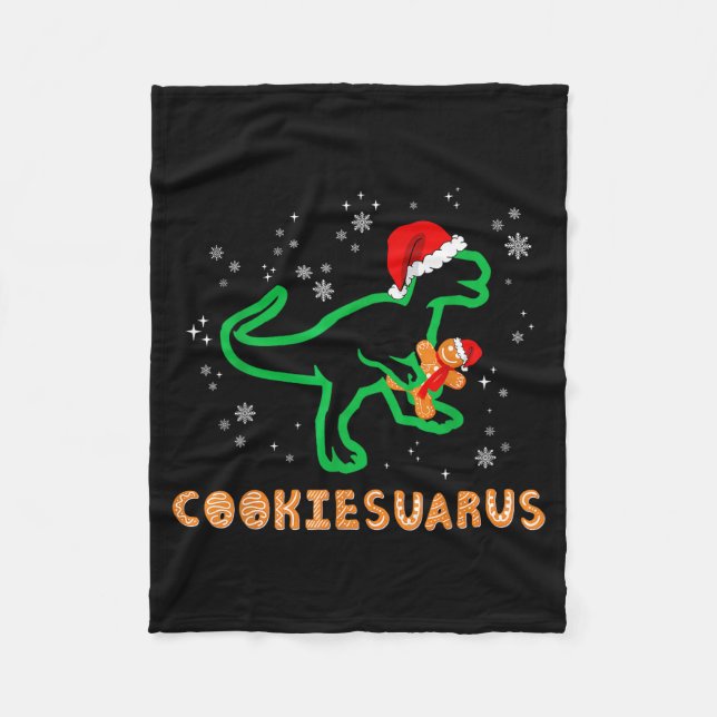 Cookiesaurus Christmas Dinosaur Rex Sugar Cookie  Fleece Blanket (Front)