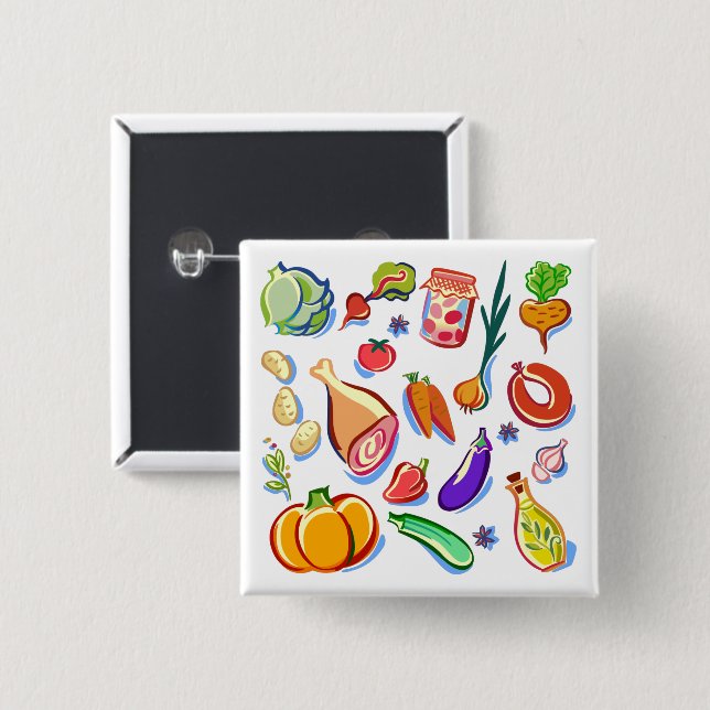 Cooking 2 Inch Square Button (Front & Back)