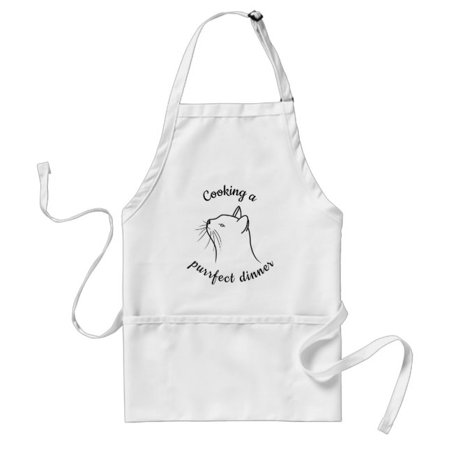 Cooking a purrfect dinner cat standard apron (Front)