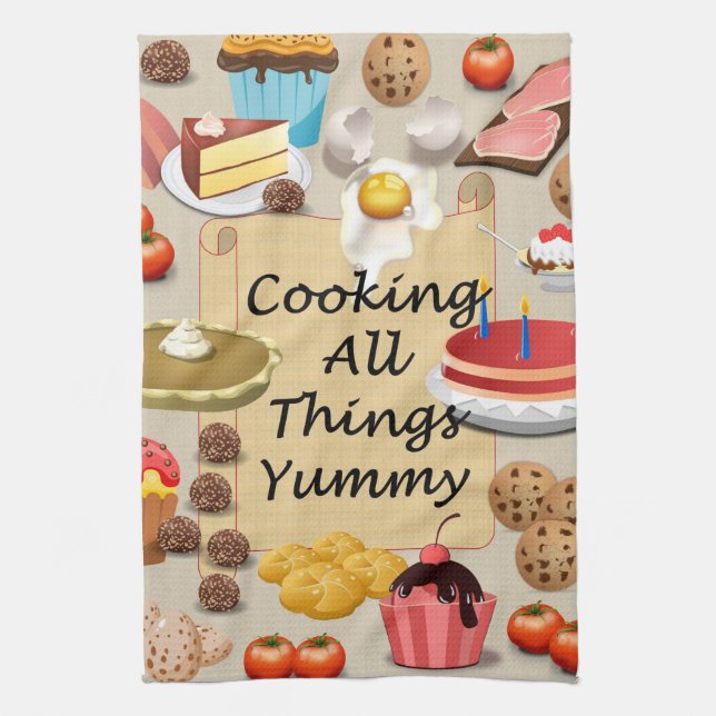 Cooking All Things Yummy Kitchen Towel (Vertical)