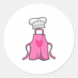 Cooking apron and Cooking hat with Heart Classic Round Sticker
