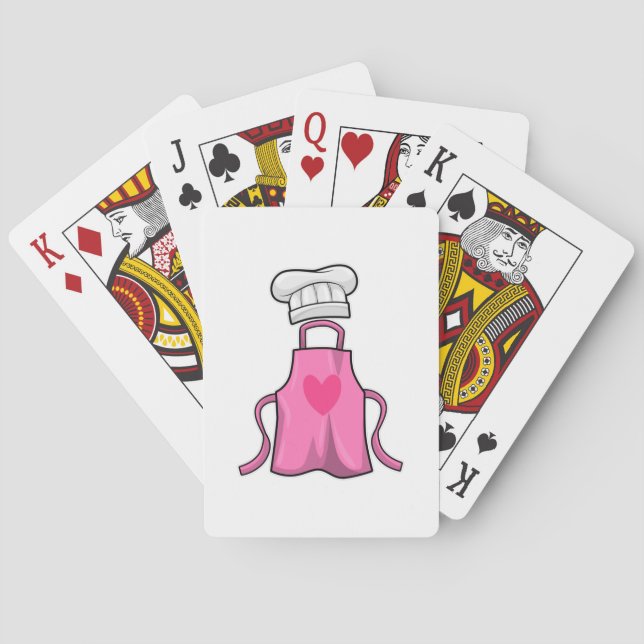 Cooking apron and Cooking hat with Heart Playing Cards (Back)