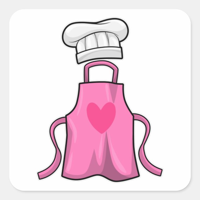Cooking apron and Cooking hat with Heart Square Sticker (Front)