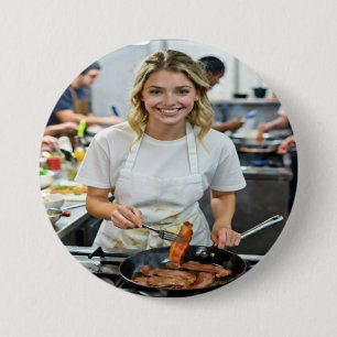 Cooking Bacon Photo Customize 3 Inch Round Button