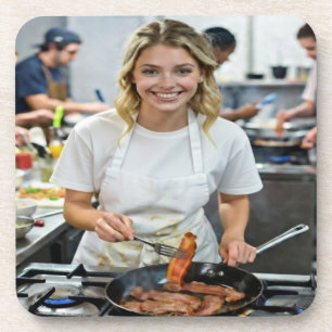 Cooking Bacon Photo Customize Coaster