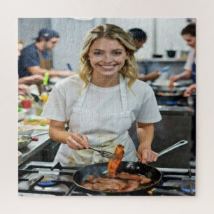Cooking Bacon Photo Customize Jigsaw Puzzle