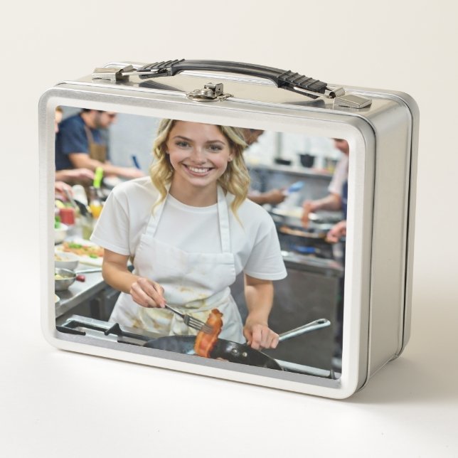 Cooking Bacon Photo Customize Metal Lunch Box (Front)