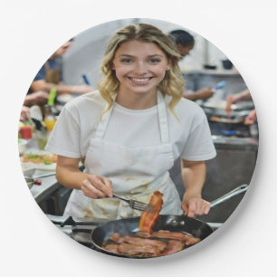 Cooking Bacon Photo Customize Paper Plate